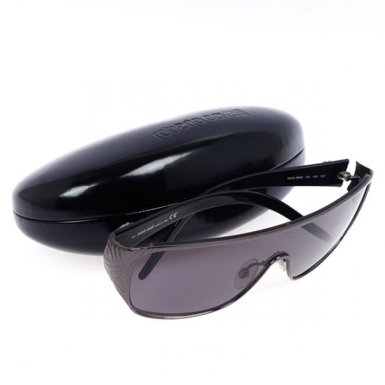 Pre Owned Roberto Cavalli Black Icario Shield Unisex Sunglasses