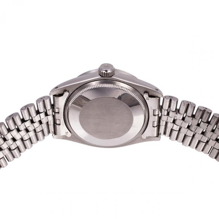 Pre Owned Rolex Stainless Steel Oyster Perpetual Date Unisex Wristwatch 34 MM