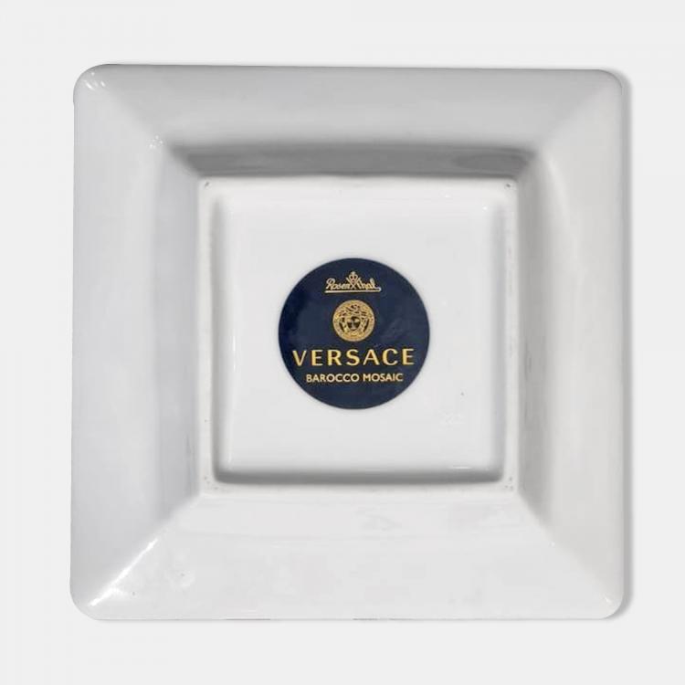 Pre Owned Rosenthal Meets Versace Barocco Mosaic Square Dish 14 cm