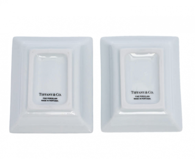 Pre Owned Tiffany & Co. Metallic Porcelain Vide Poche Tray Set