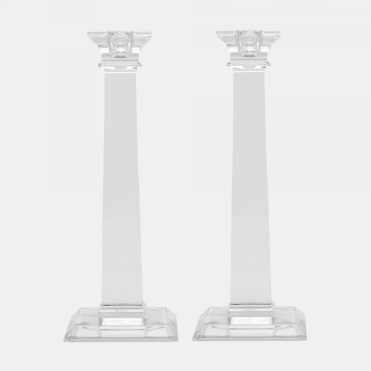 Pre Owned Tiffany & Co. Classic Glass Candle Stand -Set of 2