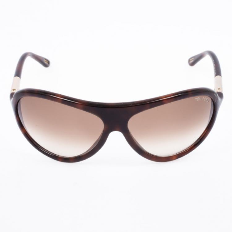 Pre Owned Tom Ford Havana Tortoise Fonda Unisex Aviators