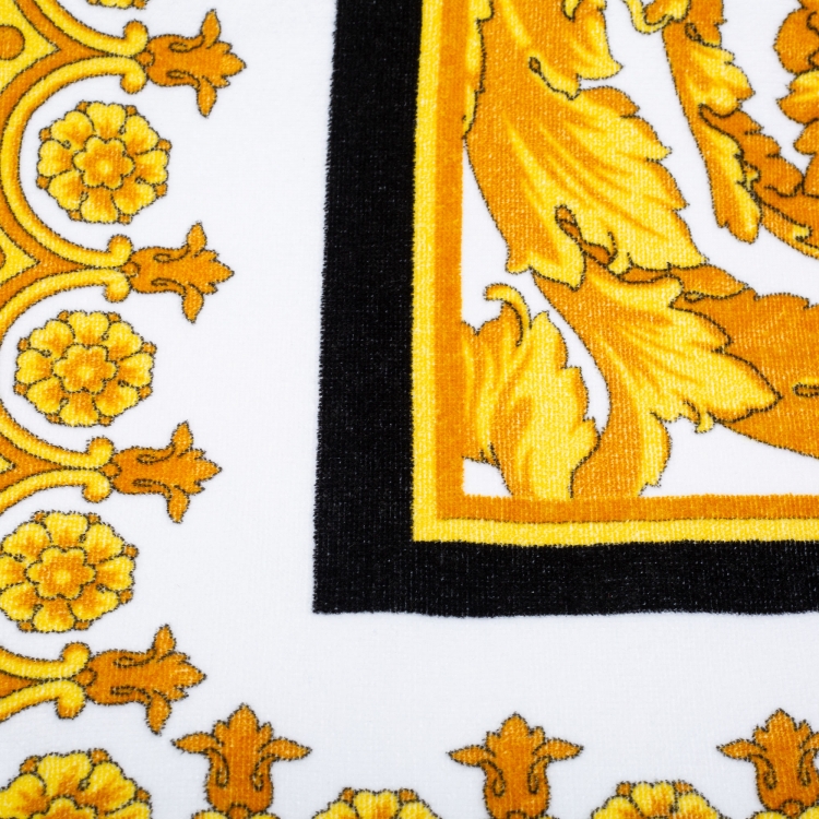 Pre Owned Versace Home Crete De Fleur Cotton Terry Beach Towel