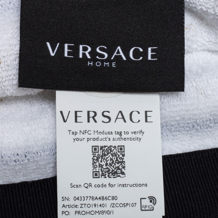 Pre Owned Versace Home Crete De Fleur Cotton Terry Beach Towel
