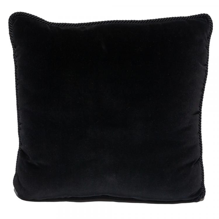 Pre Owned Versace Medusa Yellow & Black Cotton & Velvet Cushion