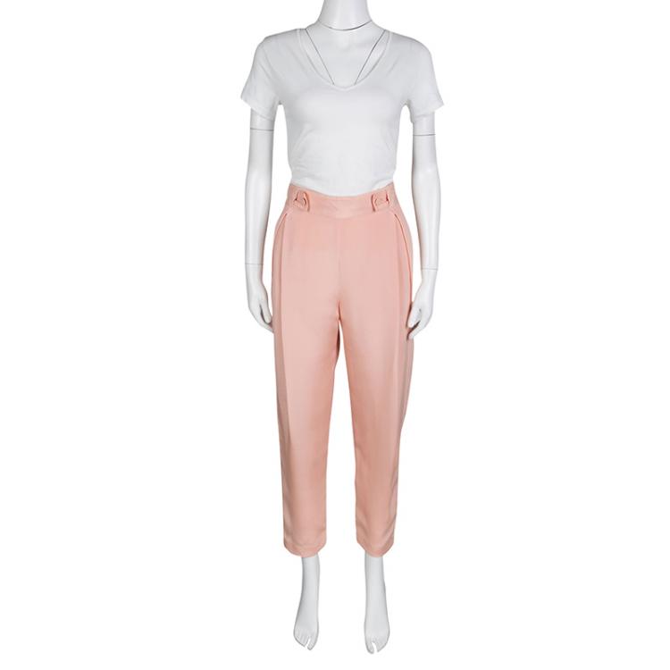 Pre Owned 3.1 Phillip Lim Peach Waist Tab Extension Detail Pleated Silk Trousers S
