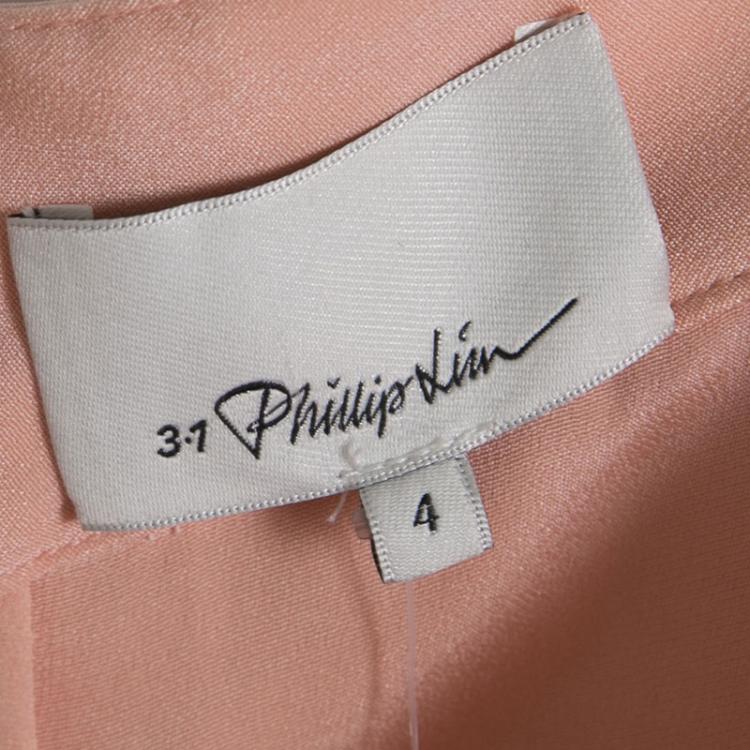 Pre Owned 3.1 Phillip Lim Peach Waist Tab Extension Detail Pleated Silk Trousers S