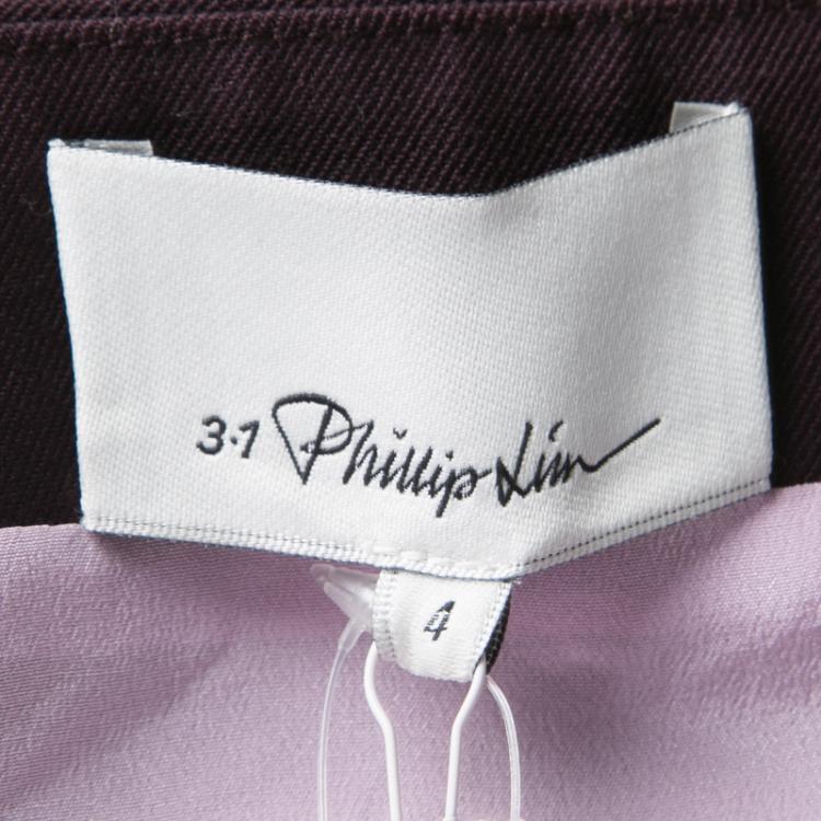 Pre Owned 3.1 Phillip Lim Mulberry Purple Colorblock Horizon Wool and Silk Skirt S