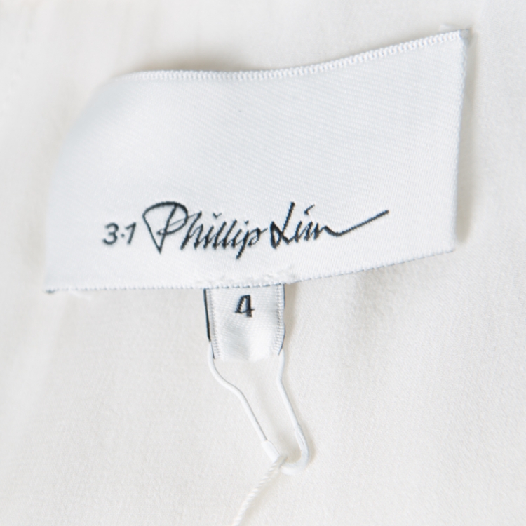 Pre Owned 3.1 Phillip Lim White Silk Eyelet Embroidered Pintucked Sleeveless Evening Gown S