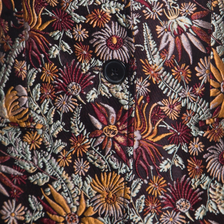 Pre Owned 3.1 Phillip Lim Brown Floral Cloque Single Button Blazer M