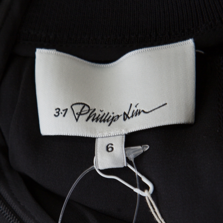 Pre Owned 3.1 Phillip Lim Black and Navy Blue Colorblock Lace and Chiffon Long Sleeve Top M
