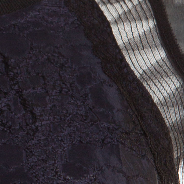Pre Owned 3.1 Phillip Lim Black and Navy Blue Colorblock Lace and Chiffon Long Sleeve Top M