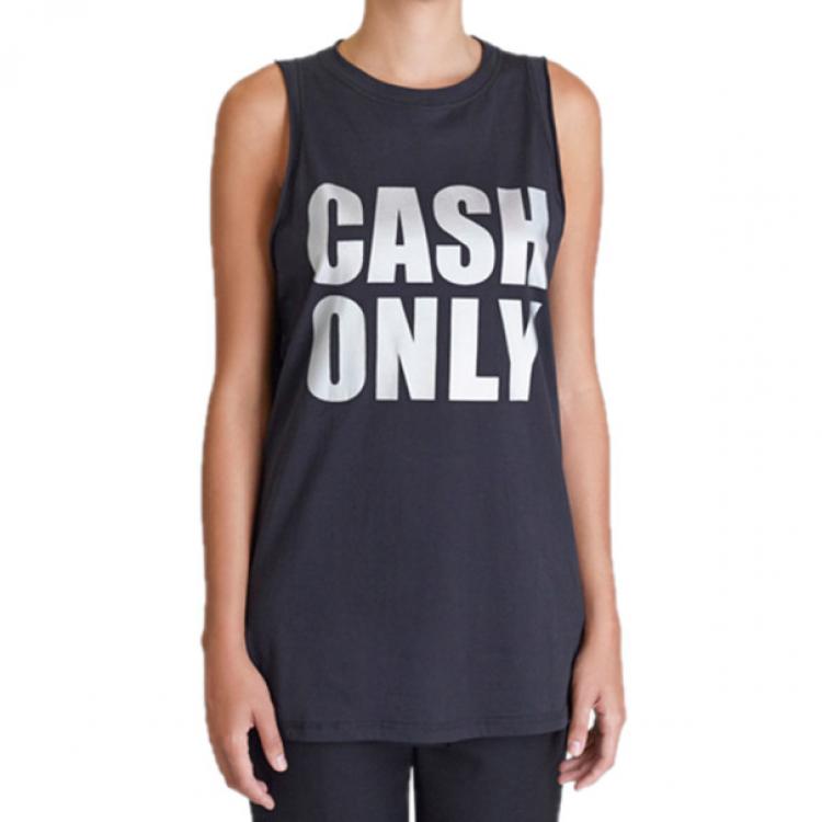Pre Owned 3.1 Phillip Lim Black "Cash Only" Logo Tank S