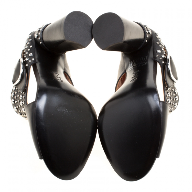 Pre Owned 3.1 Phillip Lim Black Leather Patsy Stud Detail Cross Strap Block Heel Sandals Size 41