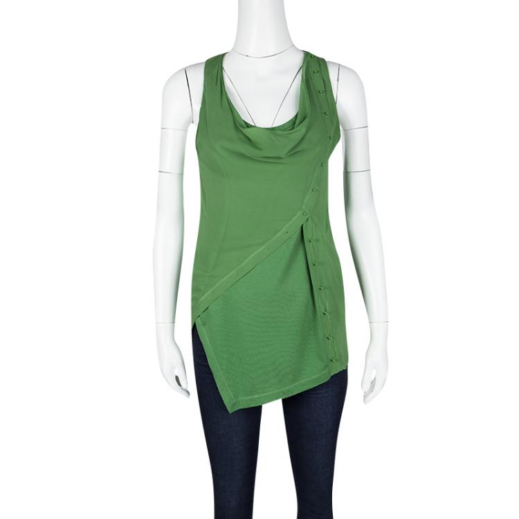Pre Owned 3.1 Phillip Lim Parrot Green Chiffon Overlay Sleeveless Top S