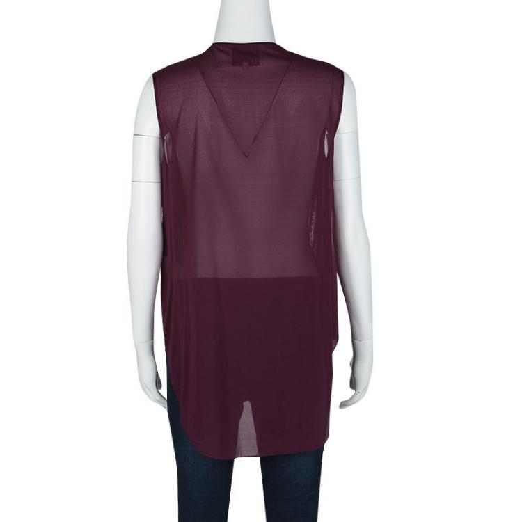 Pre Owned 3.1 Phillip Lim Burgundy Silk Embellished Sleeveless Tunic Top XS