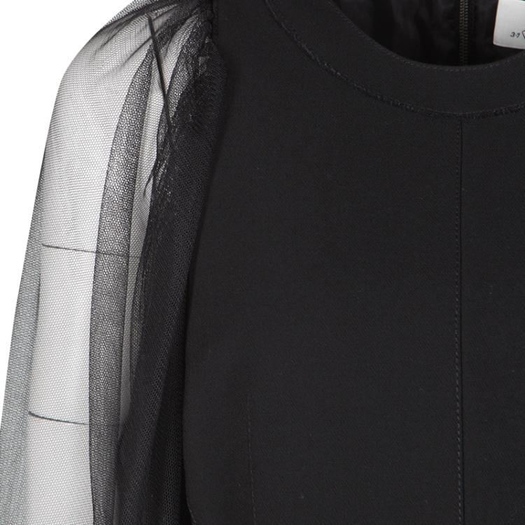 Pre Owned 3.1 Phillip Lim Black Sheer Sleeve Detail High Low Top L