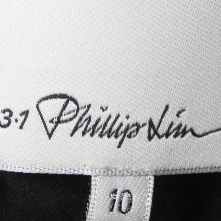 Pre Owned 3.1 Phillip Lim Black Sheer Sleeve Detail High Low Top L
