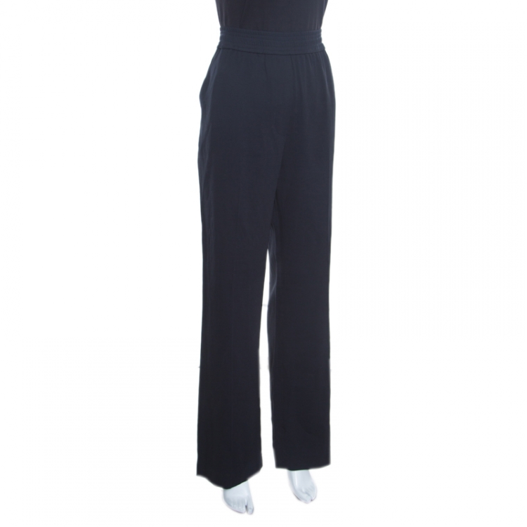 Pre Owned 3.1 Phillip Lim Midnight Black Crepe Elasticized Waist Straight Leg Pants L