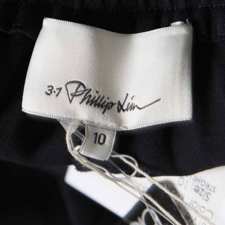 Pre Owned 3.1 Phillip Lim Midnight Black Crepe Elasticized Waist Straight Leg Pants L