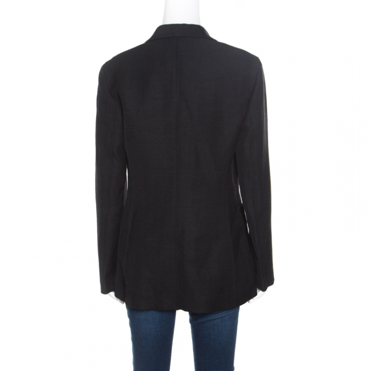 Pre Owned 3.1 Phillip Lim Black Jute and Silk Blend Double Breasted Blazer M