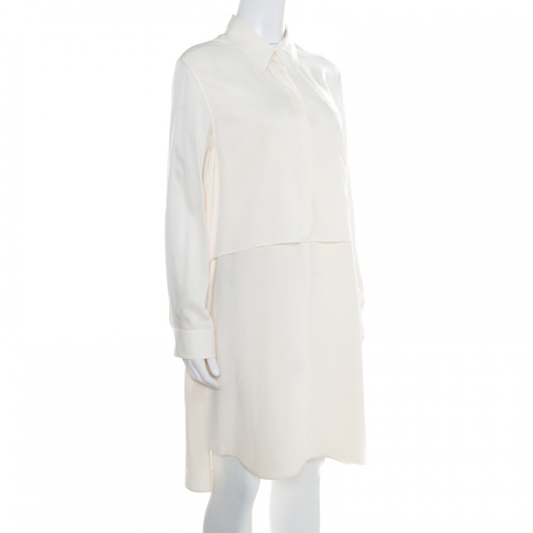 Pre Owned 3.1 Phillip Lim Cream Silk Faux Layered Shirt Dress M
