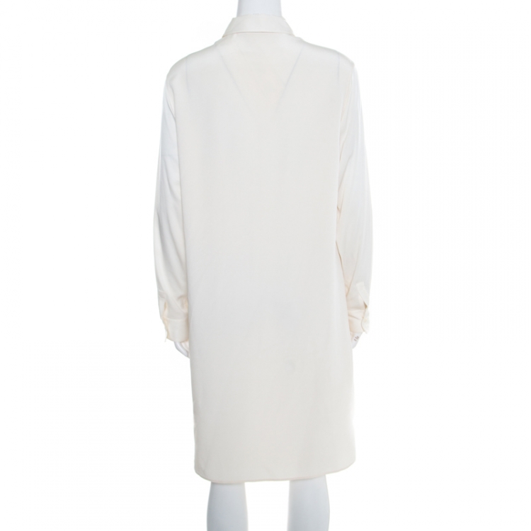Pre Owned 3.1 Phillip Lim Cream Silk Faux Layered Shirt Dress M