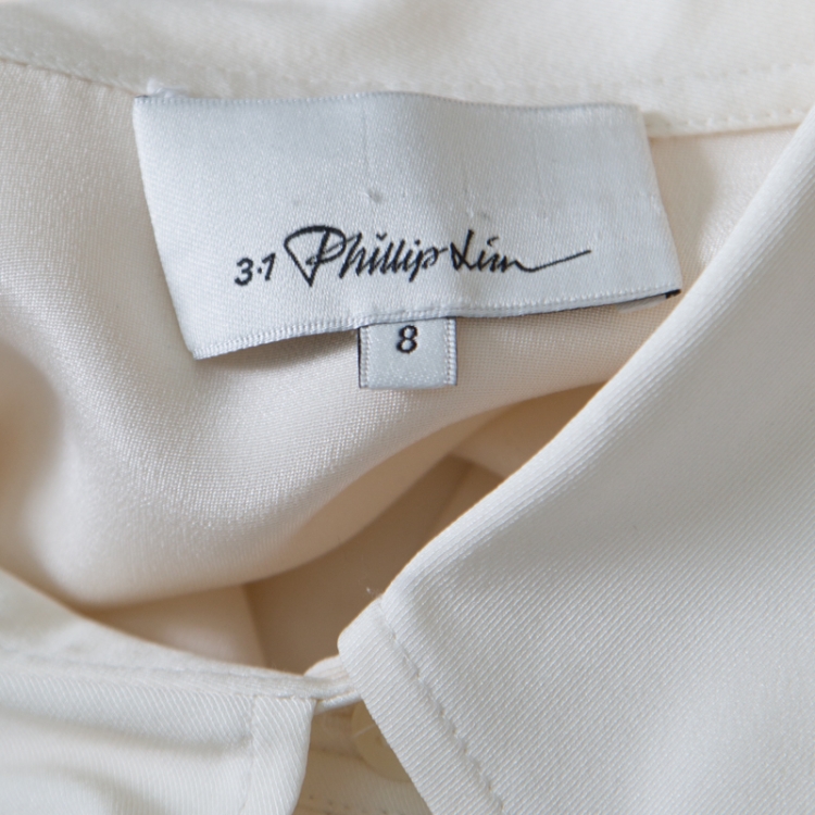 Pre Owned 3.1 Phillip Lim Cream Silk Faux Layered Shirt Dress M