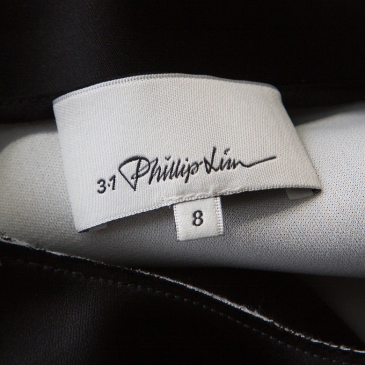 Pre Owned 3.1 Phillip Lim Black Sateen Asymmetrical Fold Draped Sleeveless Tunic M 