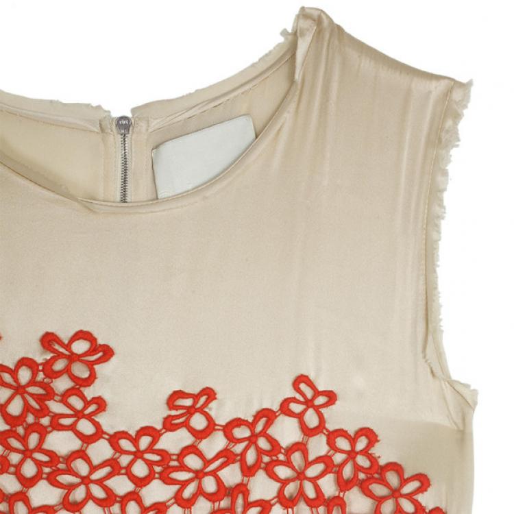 Pre Owned 3.1 Phillip Lim Monochrome Two Tone Lace Shift Dress L