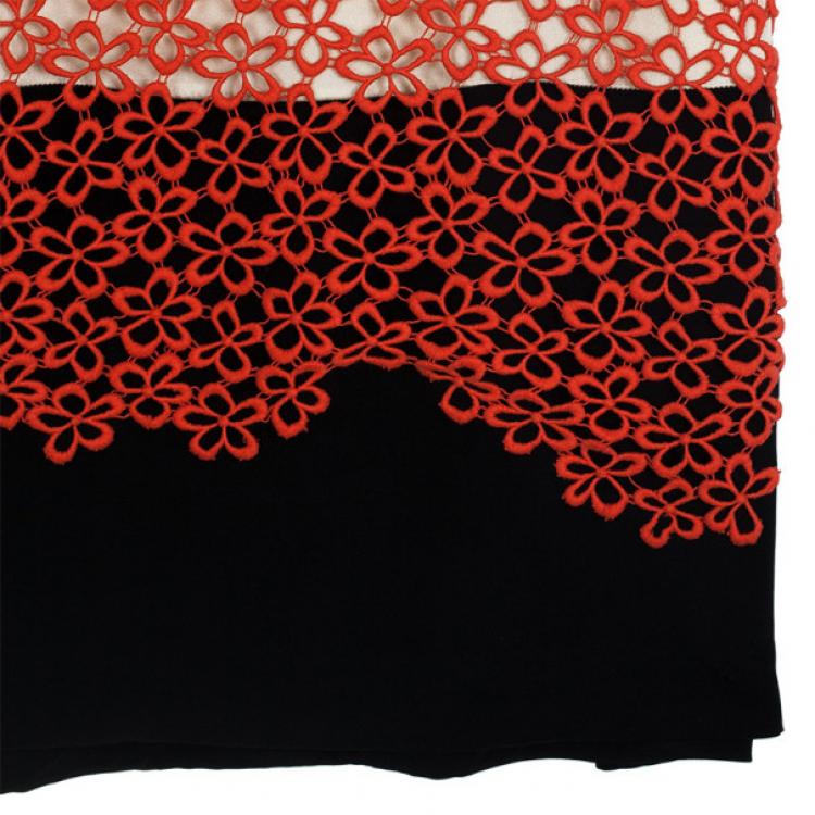 Pre Owned 3.1 Phillip Lim Monochrome Two Tone Lace Shift Dress L