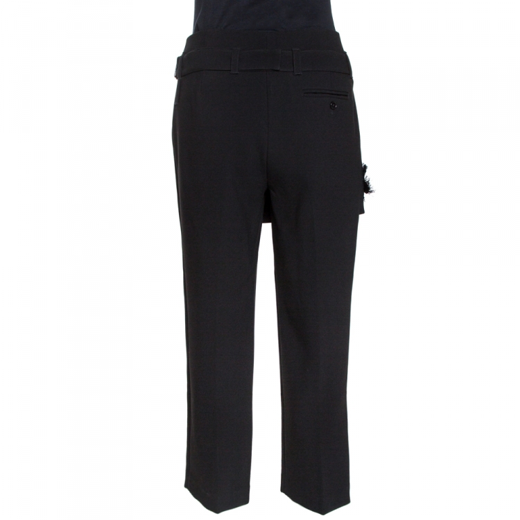 Pre Owned 3.1 Phillip Lim Black Crepe Floral Embellished Apron Detail Trousers M