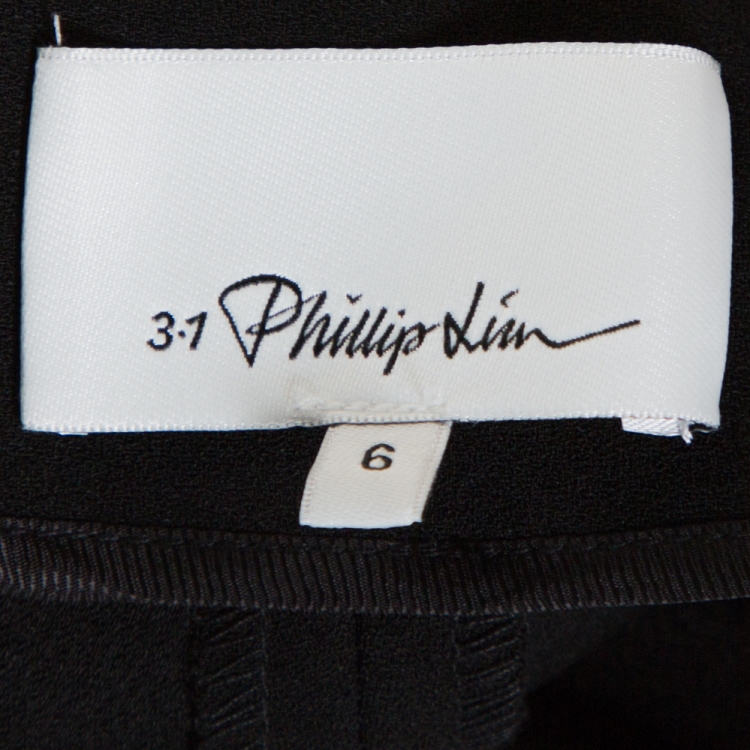Pre Owned 3.1 Phillip Lim Black Crepe Floral Embellished Apron Detail Trousers M