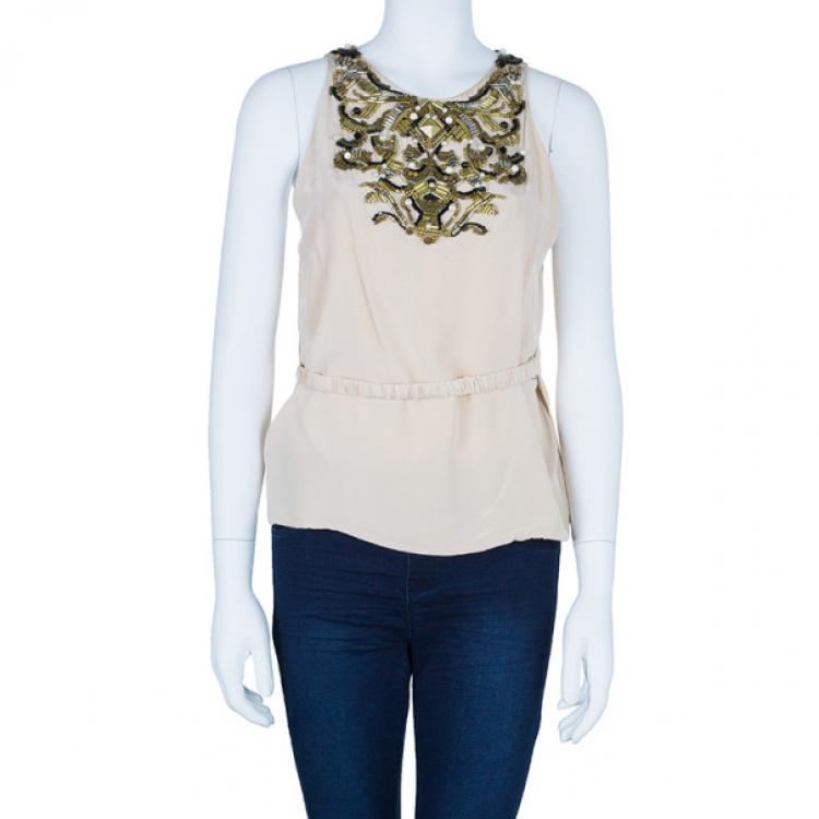 Pre Owned 3.1 Phillip Lim Blush Pink Embellished Top M