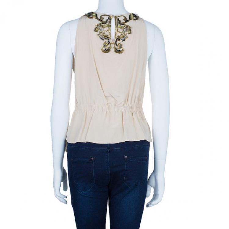 Pre Owned 3.1 Phillip Lim Blush Pink Embellished Top M