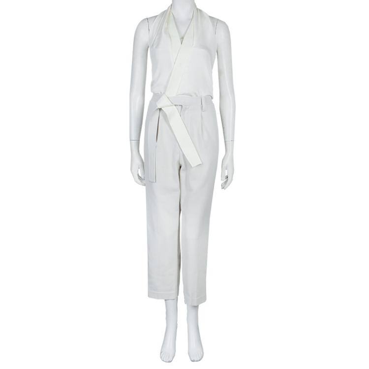 Pre Owned 3.1 Phillip Lim Cream and Beige Halter Crossback Jumpsuit XS