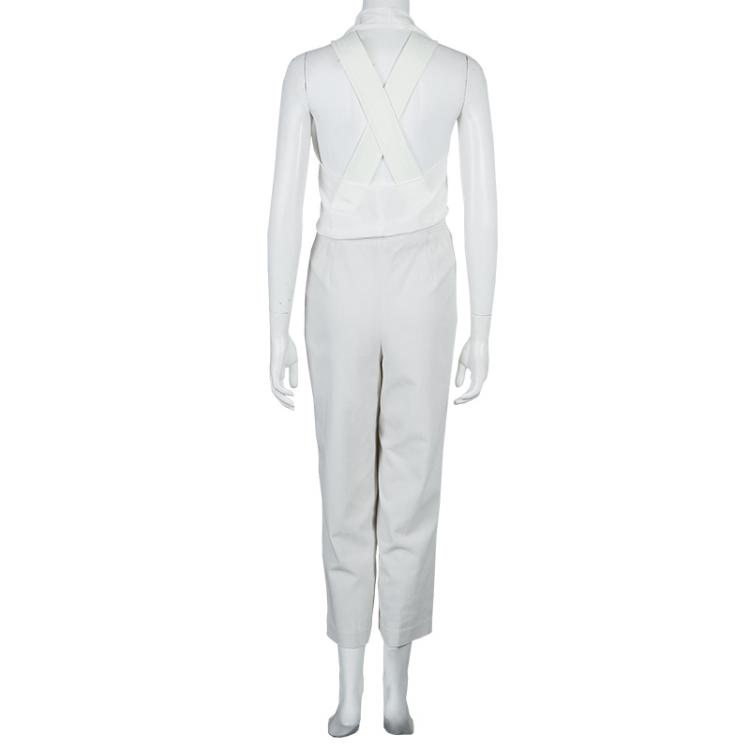 Pre Owned 3.1 Phillip Lim Cream and Beige Halter Crossback Jumpsuit XS