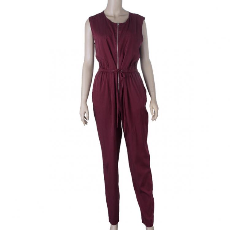Pre Owned 3.1 Phillip Lim Burgundy Drawstring Jumpsuit M