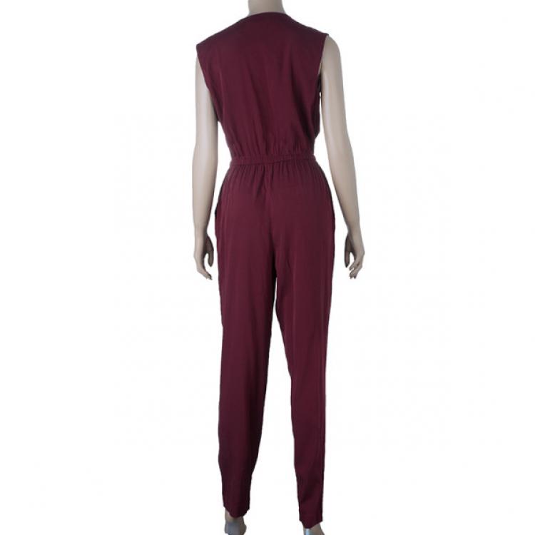 Pre Owned 3.1 Phillip Lim Burgundy Drawstring Jumpsuit M