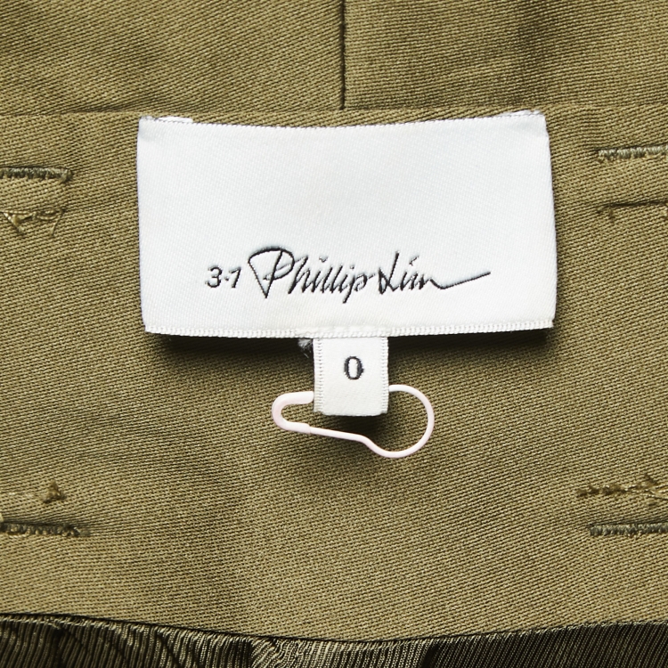 Pre Owned 3.1 Phillip Lim Green Satin Paperbag Waist Shorts XS