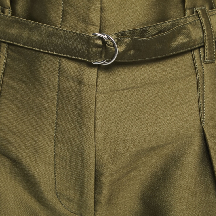 Pre Owned 3.1 Phillip Lim Green Satin Paperbag Waist Shorts XS