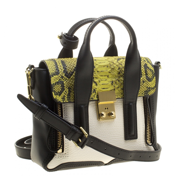 Pre Owned 3.1 Phillip Lim Multicolor Leather and Python Print Mini Pashli Satchel 