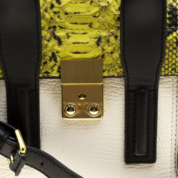Pre Owned 3.1 Phillip Lim Multicolor Leather and Python Print Mini Pashli Satchel 