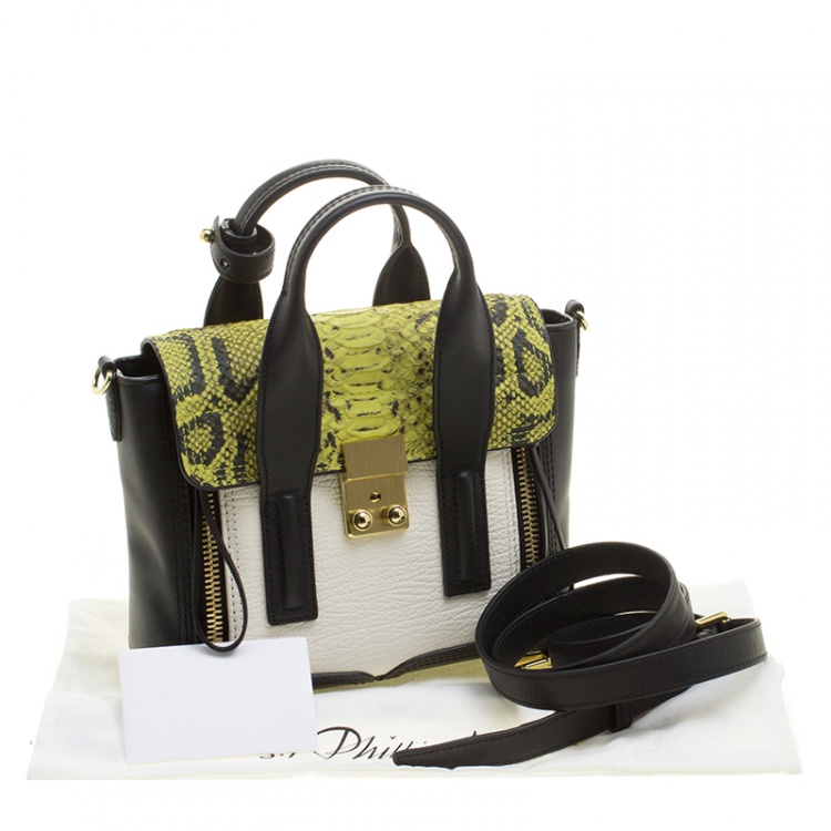 Pre Owned 3.1 Phillip Lim Multicolor Leather and Python Print Mini Pashli Satchel 