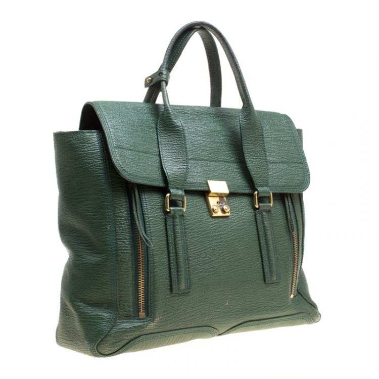 Pre Owned 3.1 Phillip Lim Green Leather Large Pashli Top Handle Bag