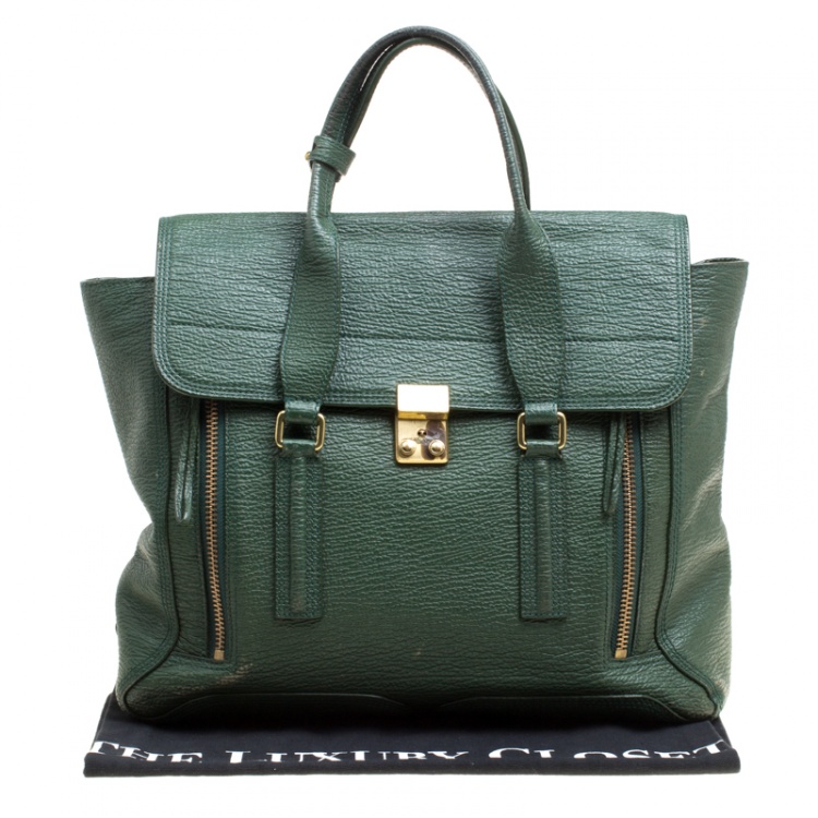 Pre Owned 3.1 Phillip Lim Green Leather Large Pashli Top Handle Bag