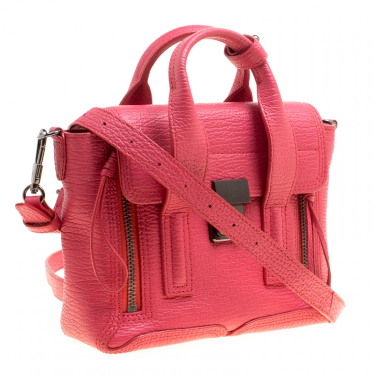 Pre Owned 3.1 Phillip Lim Coral Pink Leather Mini Pashli Top Handle Shoulder Bag