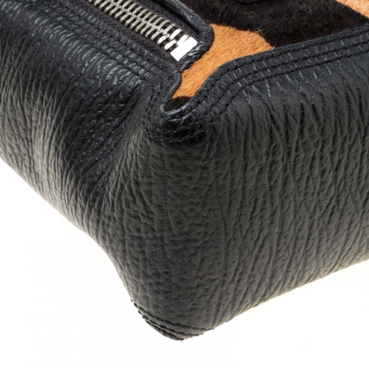 Pre Owned 3.1 Phillip Lim Black/Brown Leather and Calfhair Mini Pashli Top Handle Bag
