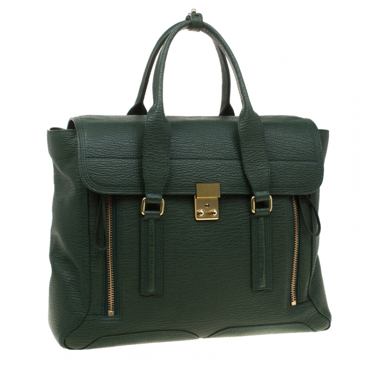 Pre Owned 3.1 Phillip Lim Green Leather Large Pashli Top Handle Bag