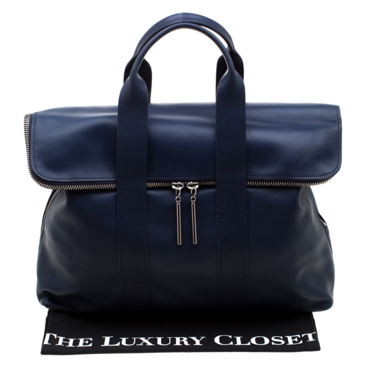 Pre Owned 3.1 Phillip Lim Navy Blue Leather 31 Hour Satchel